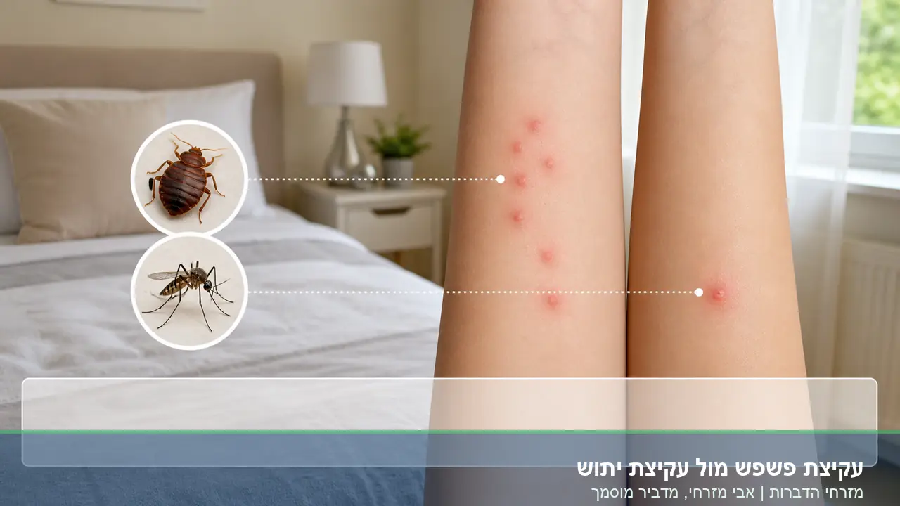 עקיצת פשפש מול עקיצת יתוש - מדריך חזותי ממותג של מזרחי הדברות