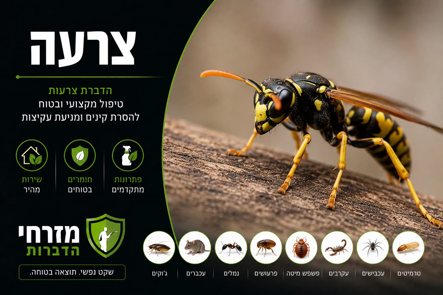 הדברת צרעות וסילוק קן צרעות - מזרחי הדברות